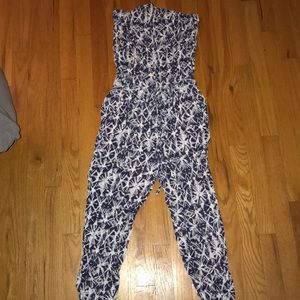 Blue and white jumpsuit